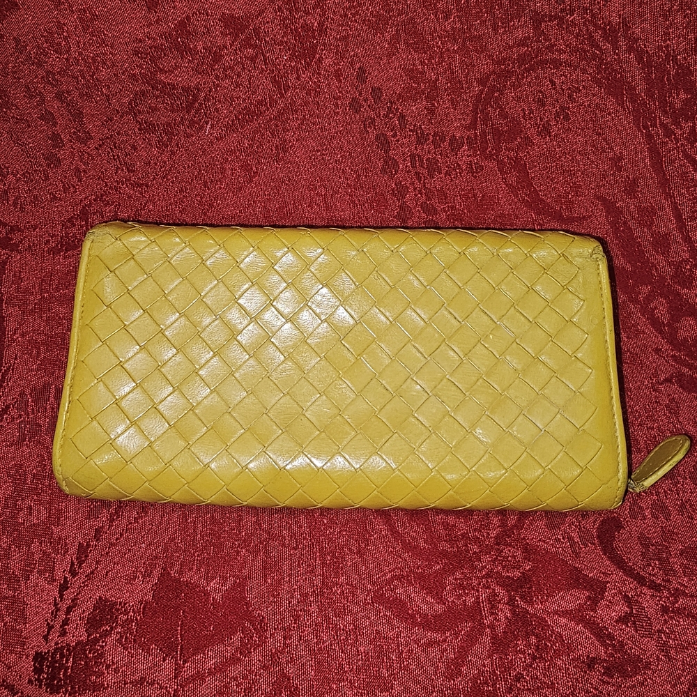 Bottega Veneta Yellow Woven Leather Clutch Continental Wallet - Picture 6 of 15